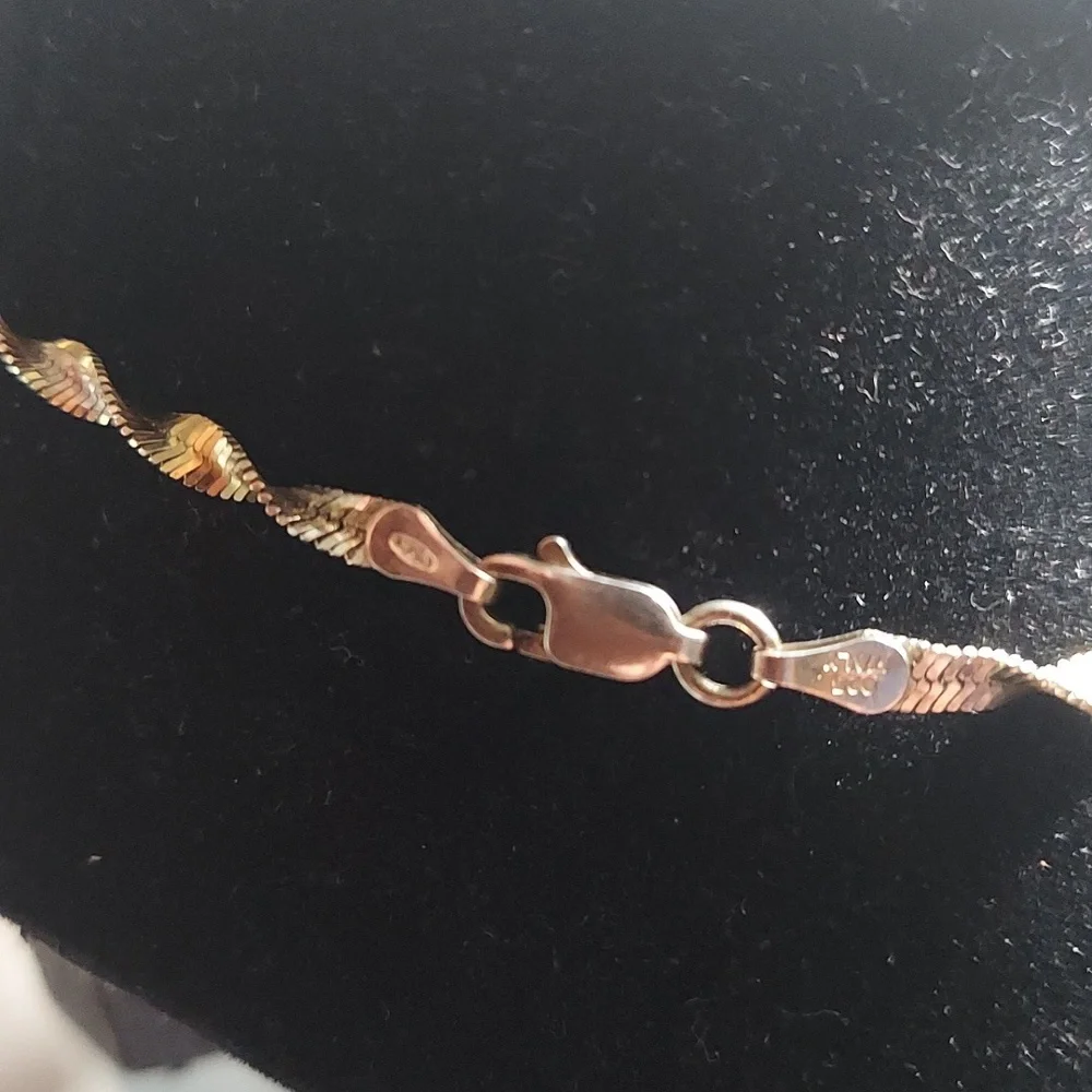 Vintage Danecraft Twisted Herringbone Gold Plate on Sterling Silver Necklace